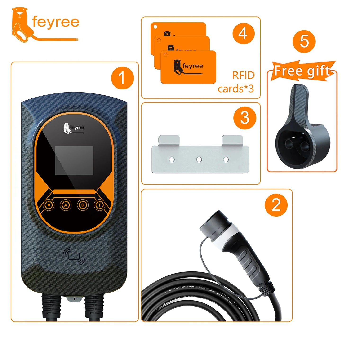 Smart EV Wallbox Charger - Adjustable 32A WiFi Electric Vehicle Station