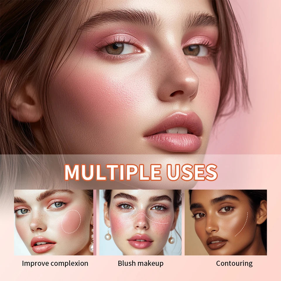 8-Color Cream Blush Palette - Long-Lasting Matte Face Makeup