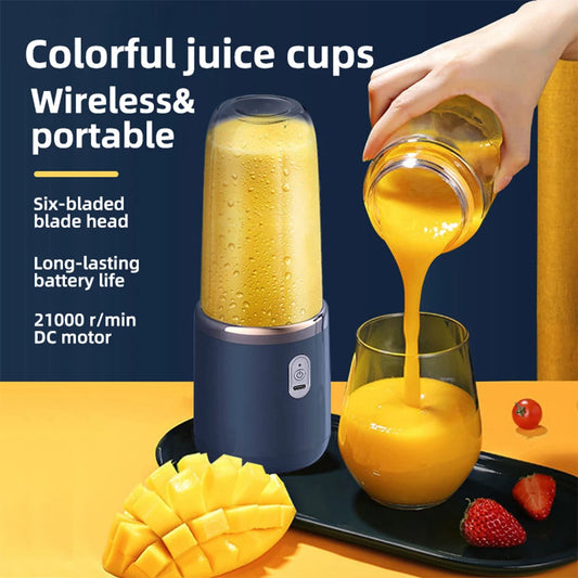 Portable Wireless Electric Juicer Blender - Rechargeable Fruit Smoothie Maker