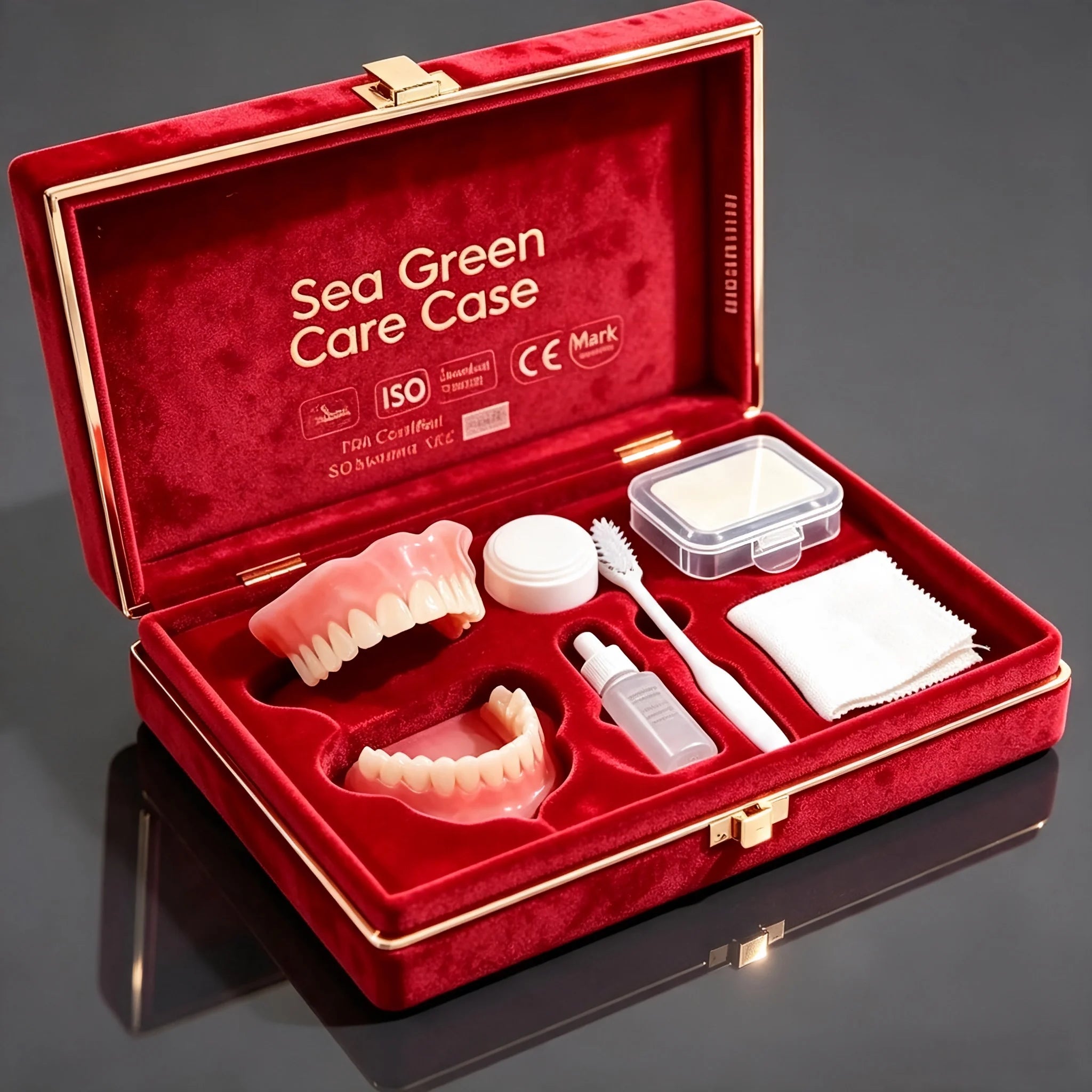 Full Mouth Denture Set with Storage Case & Care Tools - Comfortable Fit - 8