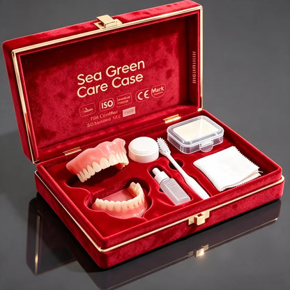 Full Mouth Denture Set with Storage Case & Care Tools - Comfortable Fit