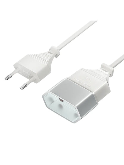 2pcs 1m Euro Plug Power Extension Cable - High-Quality 2.5A/250V Cord