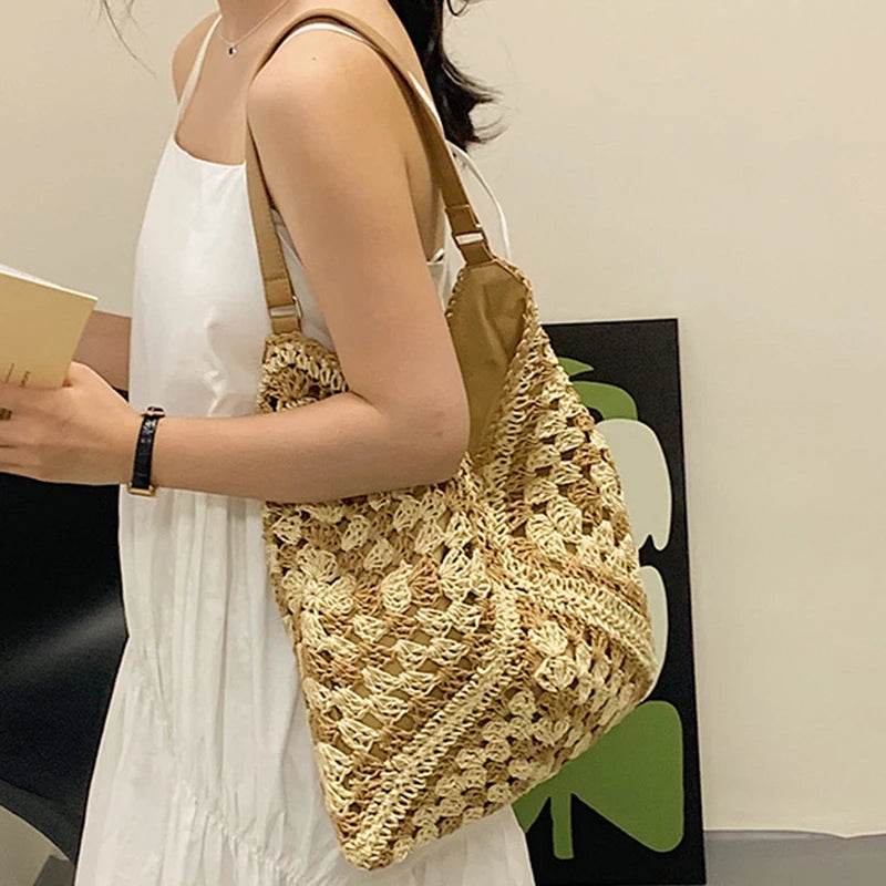 Luxury Woven Straw Beach Bag