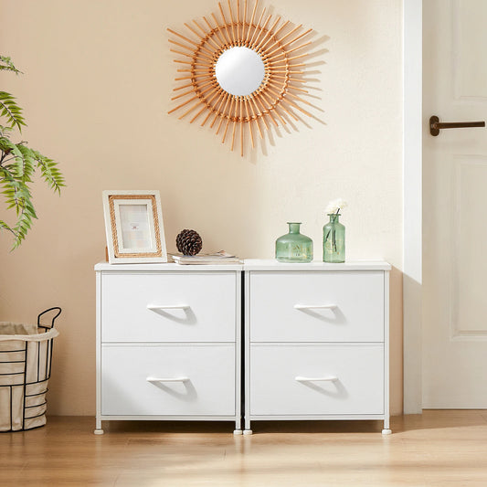 Modern 2-Drawer Nightstand with Sturdy Metal Frame & Wooden Top