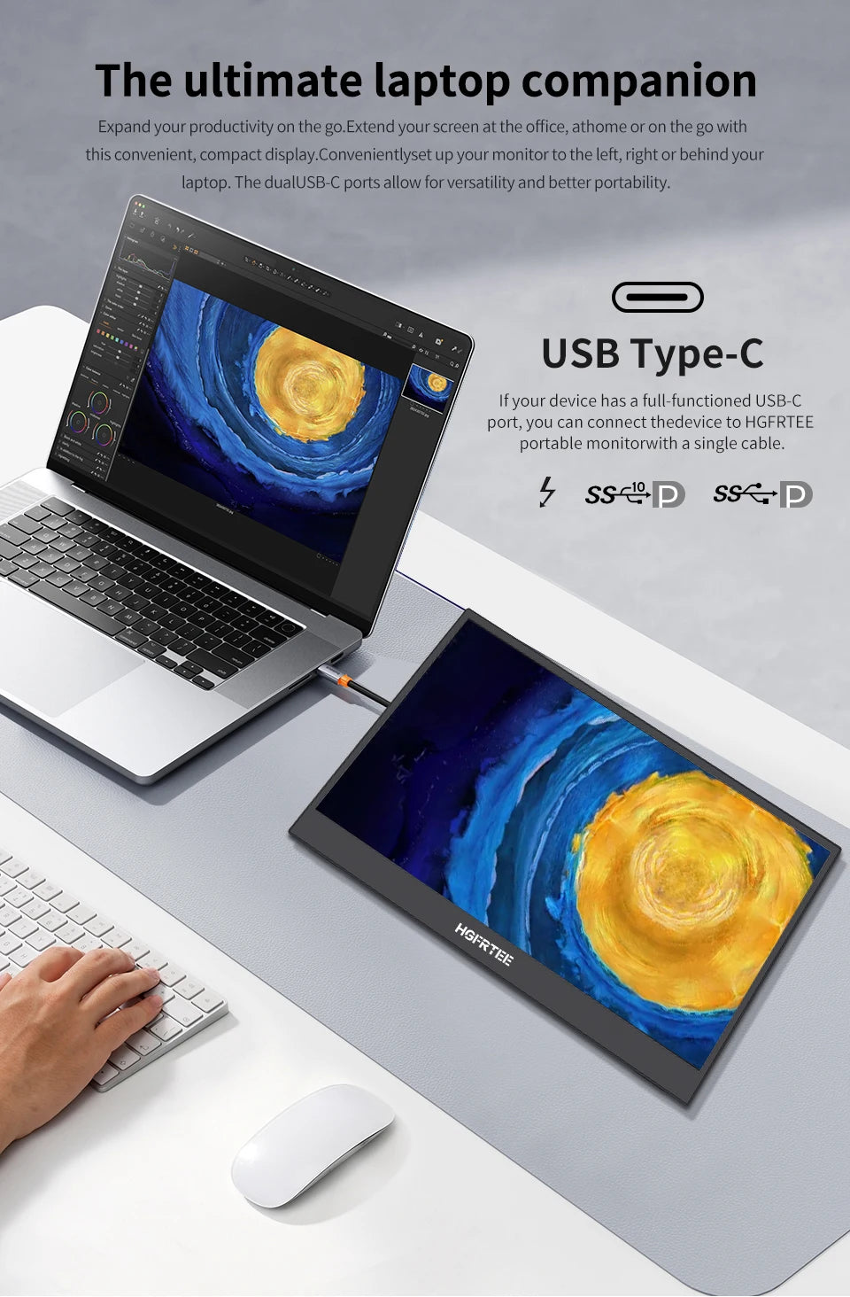 13.3" 4K Portable Monitor - Ultra-HD HDR Display for Laptop, PS5 & Xbox