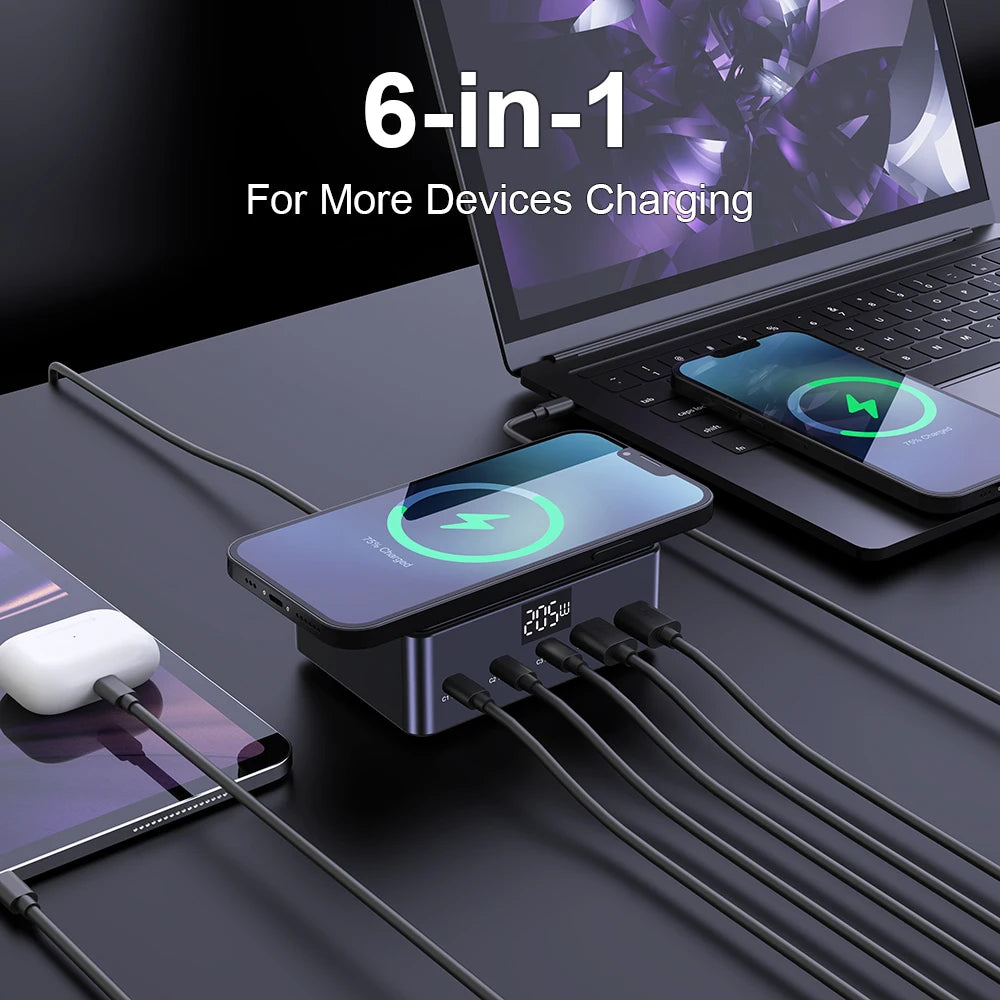 205W GaN Desktop Fast Charger - 6-in-1 USB-C PD Multi-Port Charging Station - 2