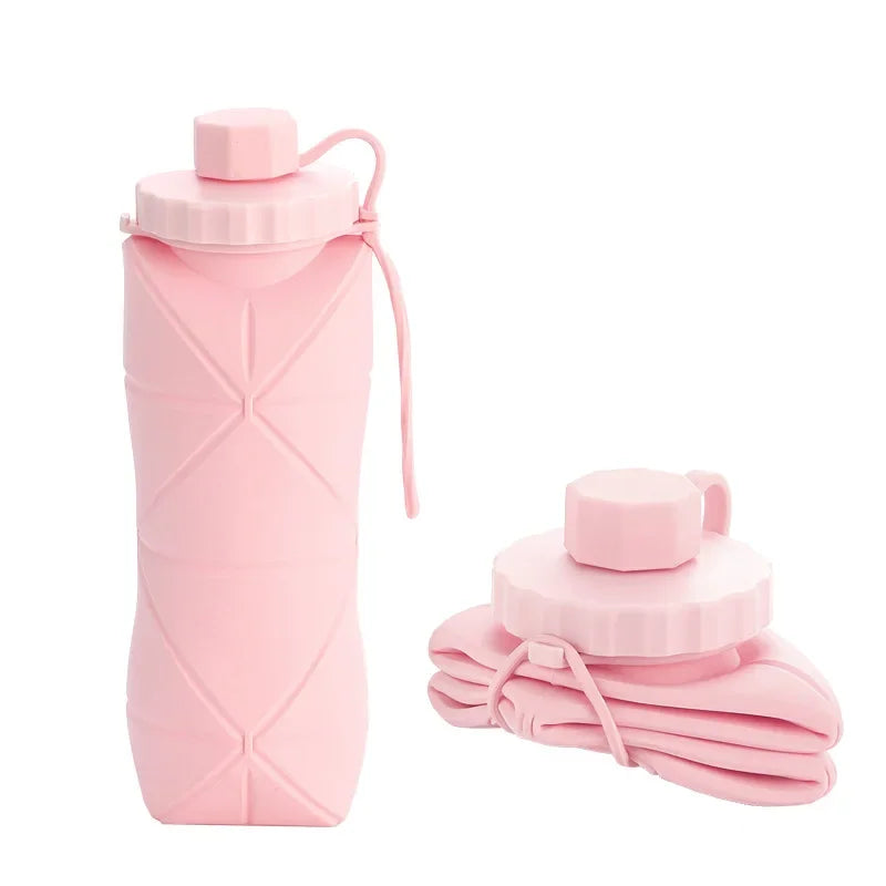 600ml Portable Collapsible Silicone Water Bottle - Foldable Travel Cup