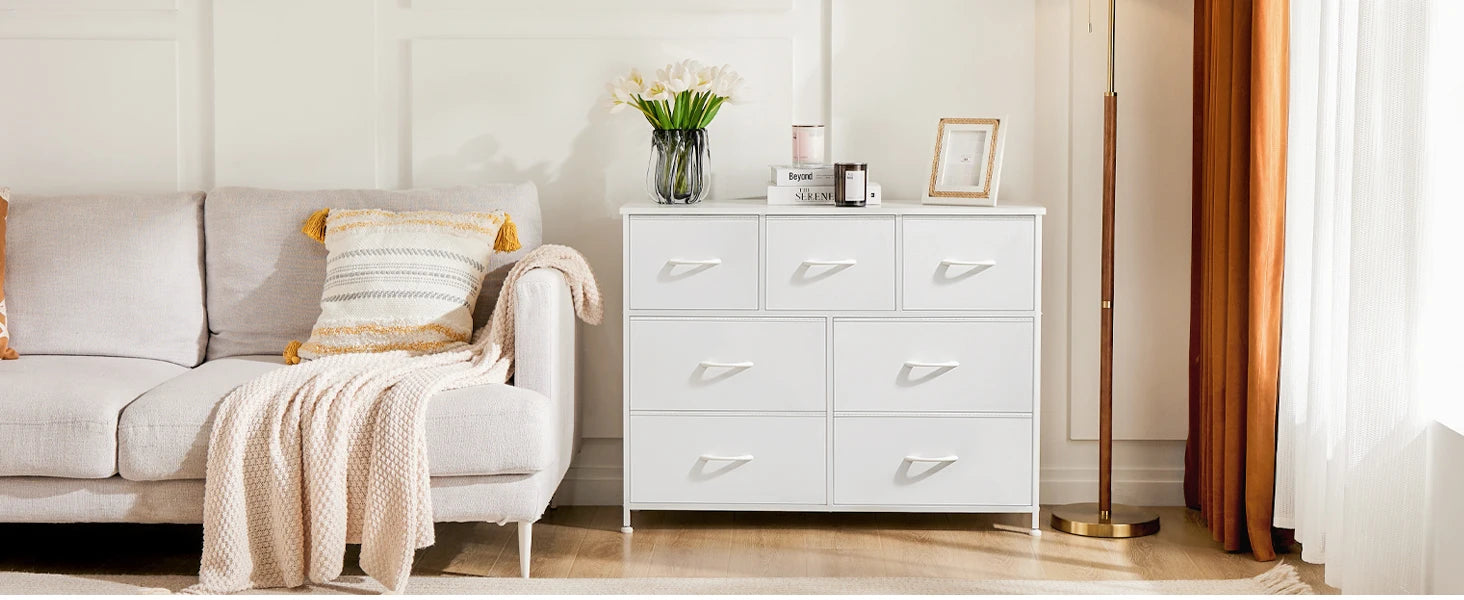 Modern Fabric Storage Dresser - 5, 7, or 10 Drawer Bedroom Closet Organizer - 7