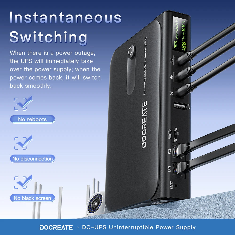 36W DC Mini UPS for Wi-Fi Router, Modem & Security Camera - 5V-24V Backup - 3