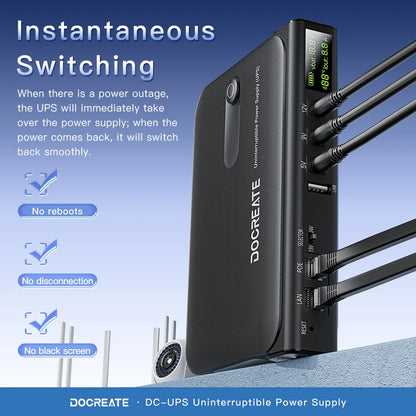 36W DC Mini UPS for Wi-Fi Router, Modem & Security Camera - 5V-24V Backup