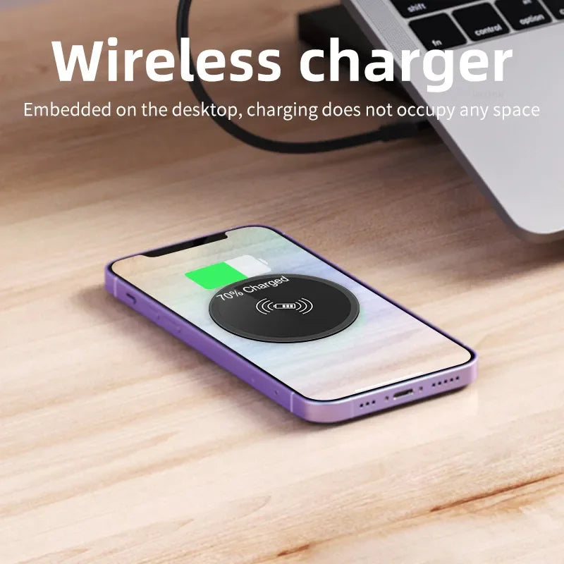 Invisible Desktop Wireless Fast Charger - 15W Embedded Charging Pad - 4