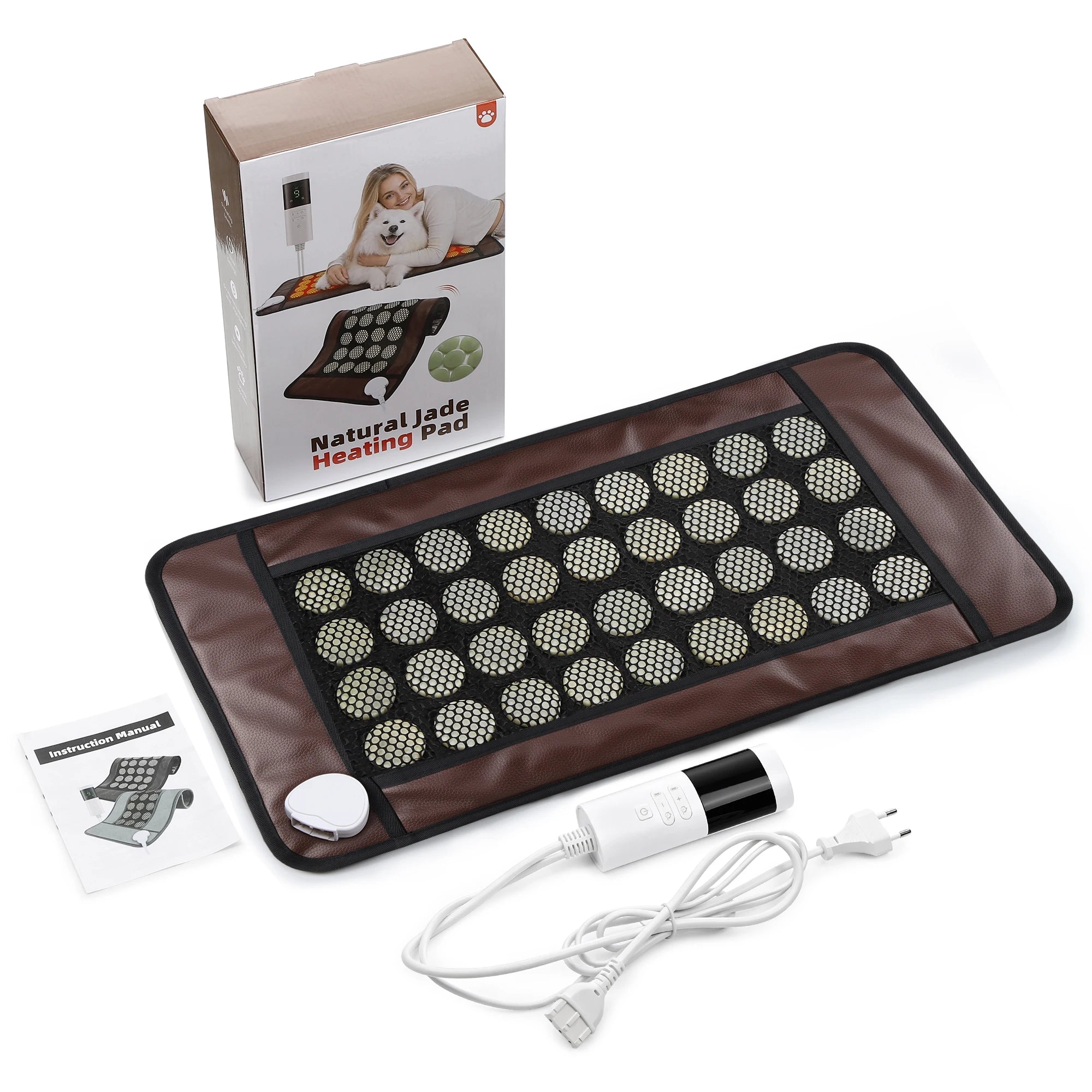 Jade Stone Heating Pad - Double Sided Heated Seat Cushion for Back & Body Pain - 18