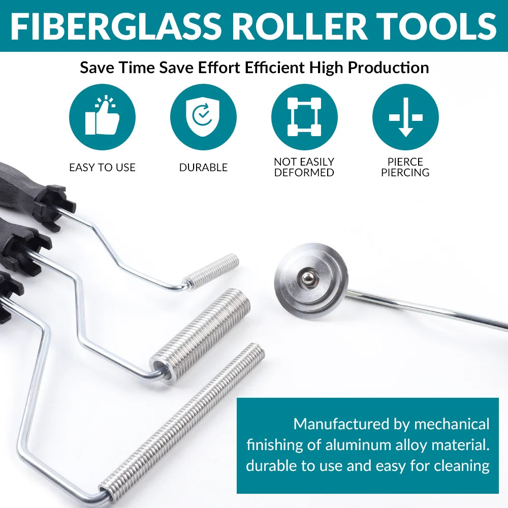Fiberglass Resin Laminating Bubble Roller Set for GRP FRP Boat Repair - 4