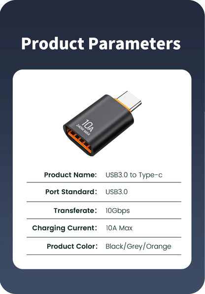 USB 3.0 to USB-C Adapter - Fast Charging & High-Speed Data Transfer OTG