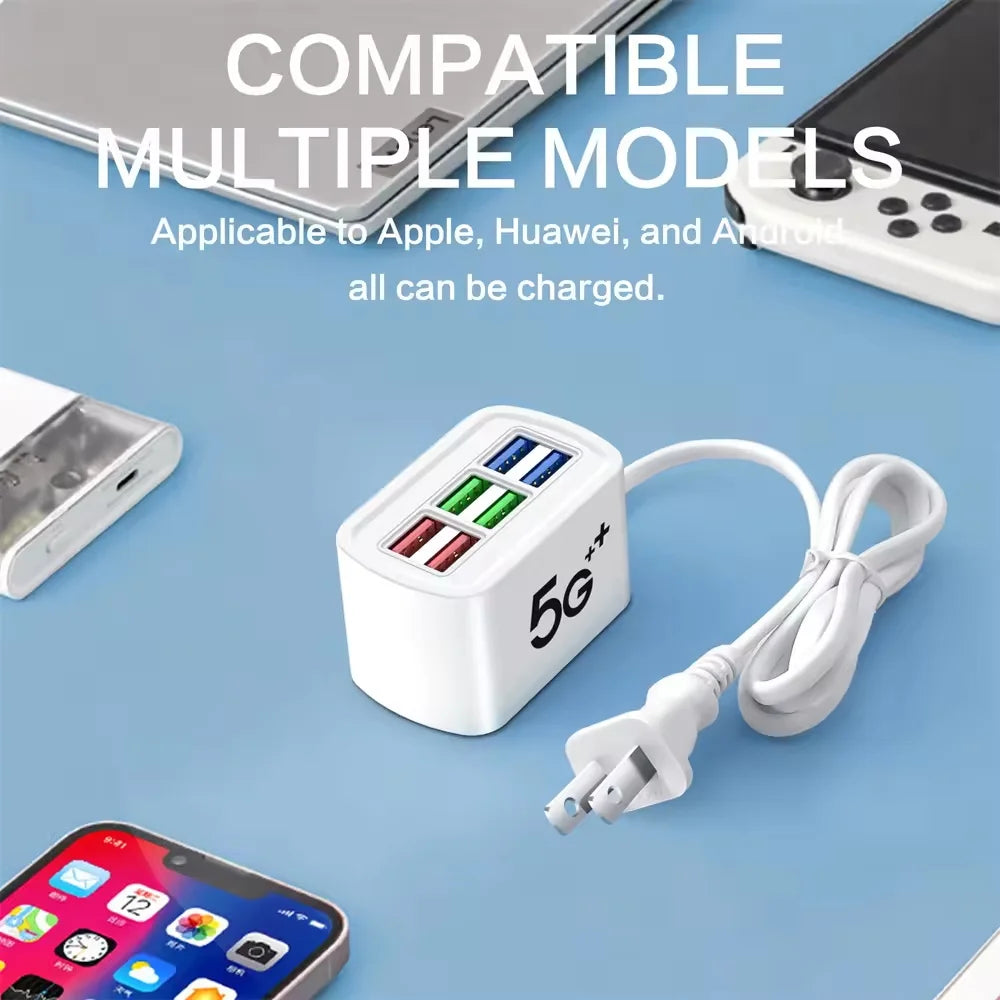 6-Port USB Desktop Fast Charger - Multi-Device Universal Charging Hub - 6