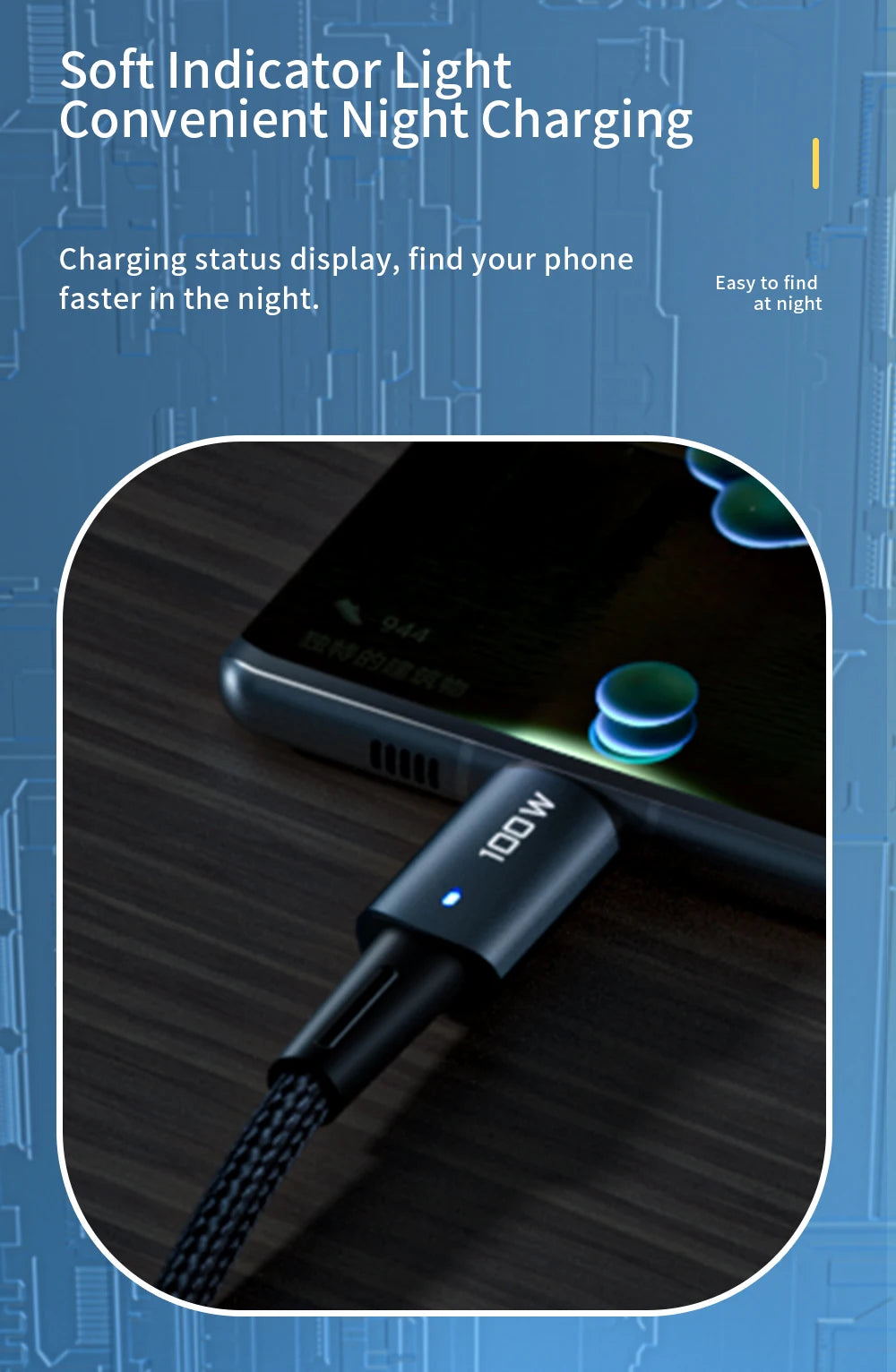 100W USB-C Fast Charging Cable - PD QC 4.0 Data Sync Cord for Laptop & Phone - 14
