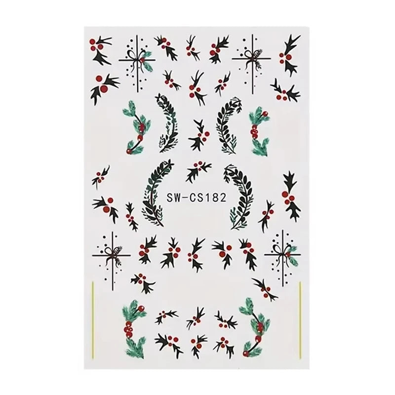 3D Christmas Nail Art Stickers - Festive Snowman & Snowflake Manicure Decals - 39