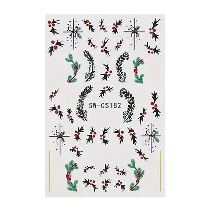 3D Christmas Nail Art Stickers - Festive Snowman & Snowflake Manicure Decals