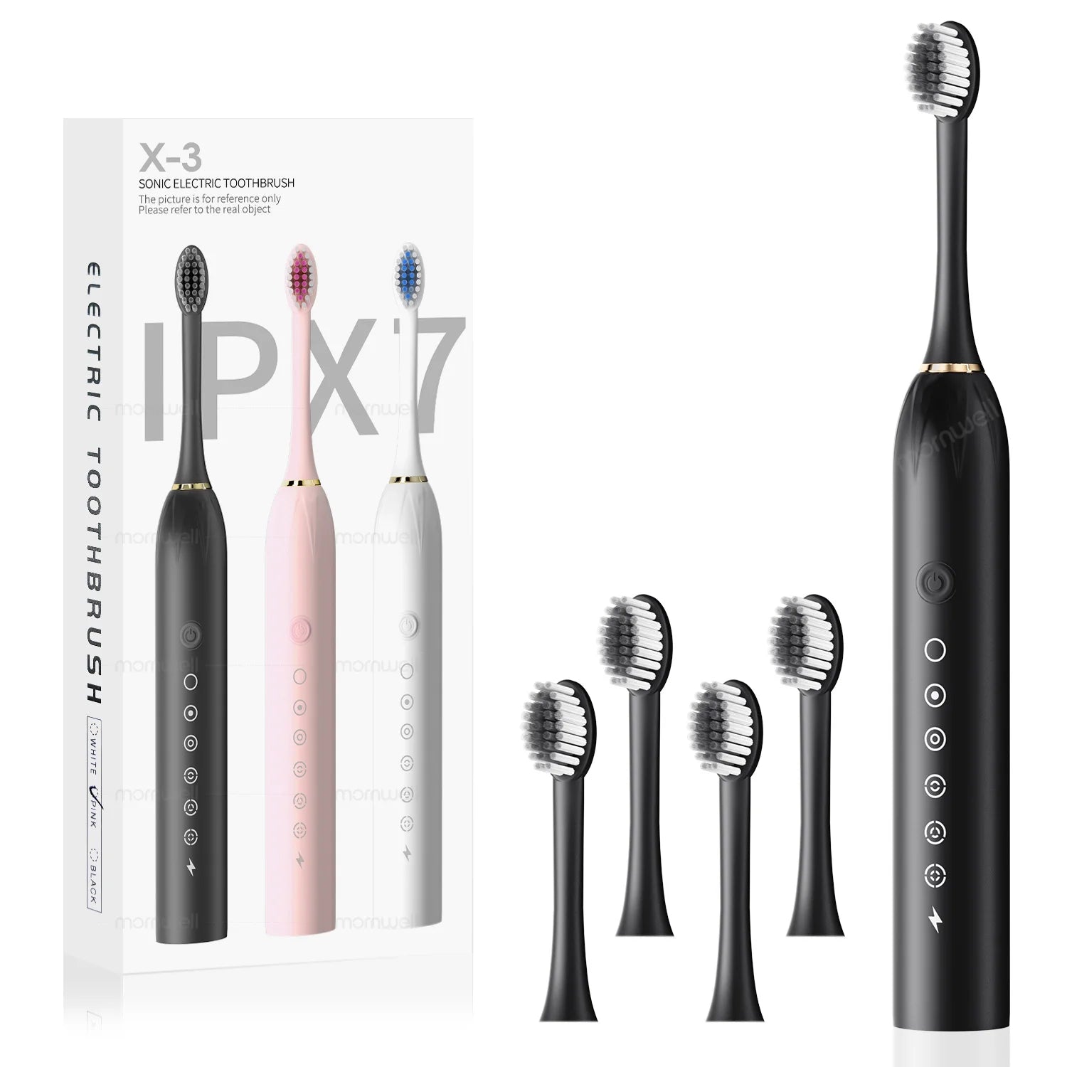 Sonic Rechargeable Electric Toothbrush with 6 Cleaning Modes & 4 Brush Heads - 18
