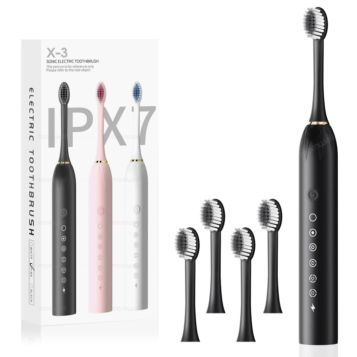 Sonic Rechargeable Electric Toothbrush with 6 Cleaning Modes & 4 Brush Heads