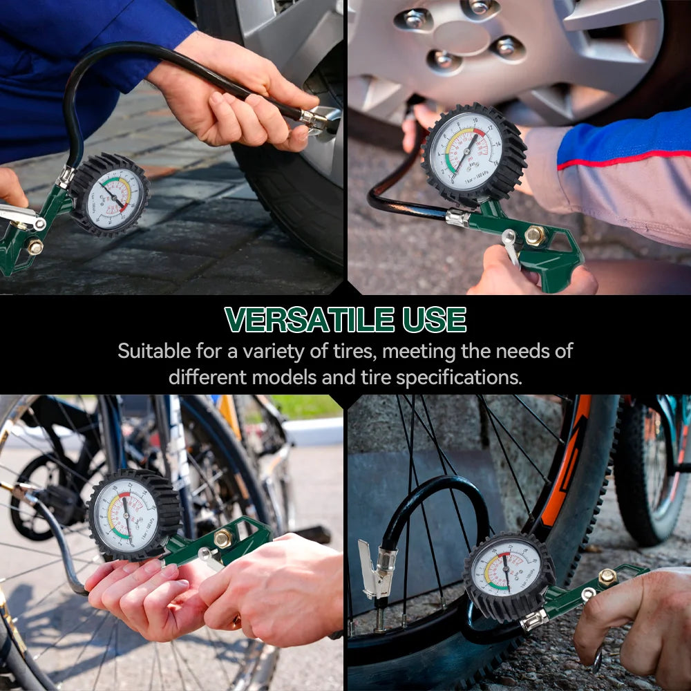 3-in-1 Tire Pressure Gauge Inflator Gun for Air Compressor - 220 PSI