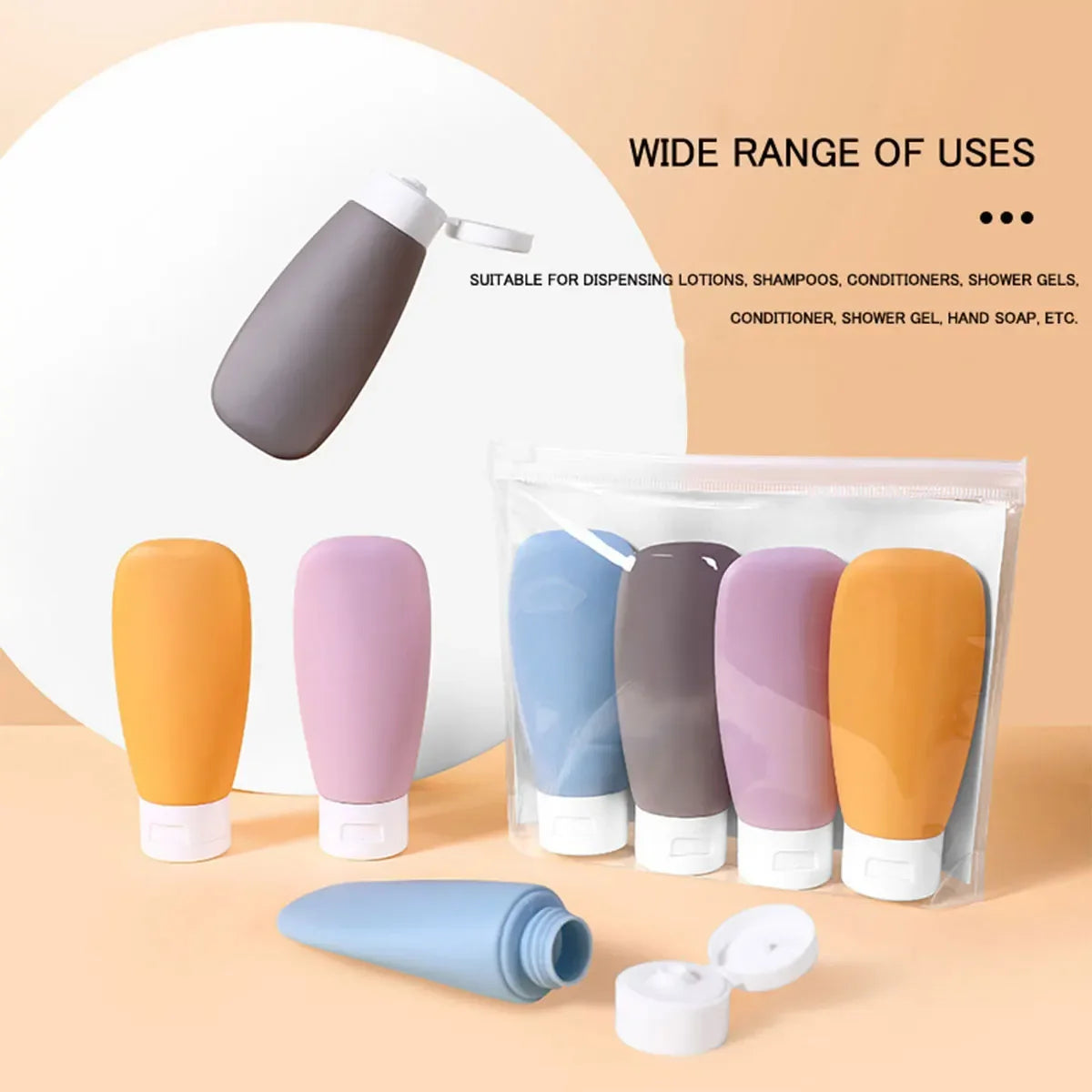 Leak-Proof Silicone Travel Bottles - Refillable Squeezable Containers for Toiletries