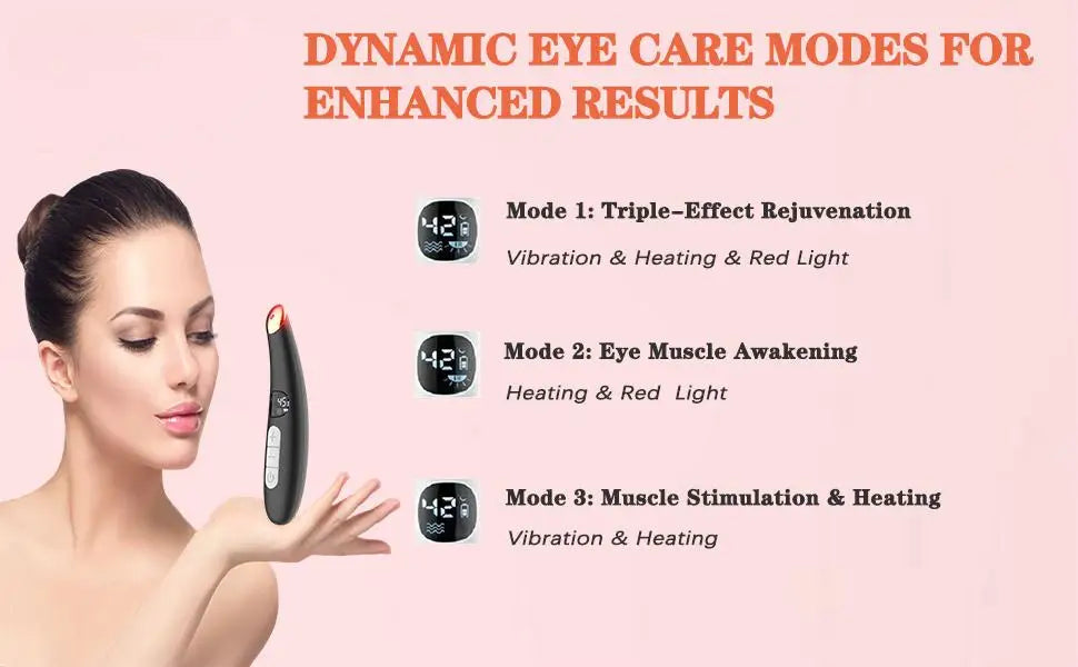 3-in-1 LED Eye Lift Wand: Heated Vibration Massager for Dark Circles & Puffiness - 8