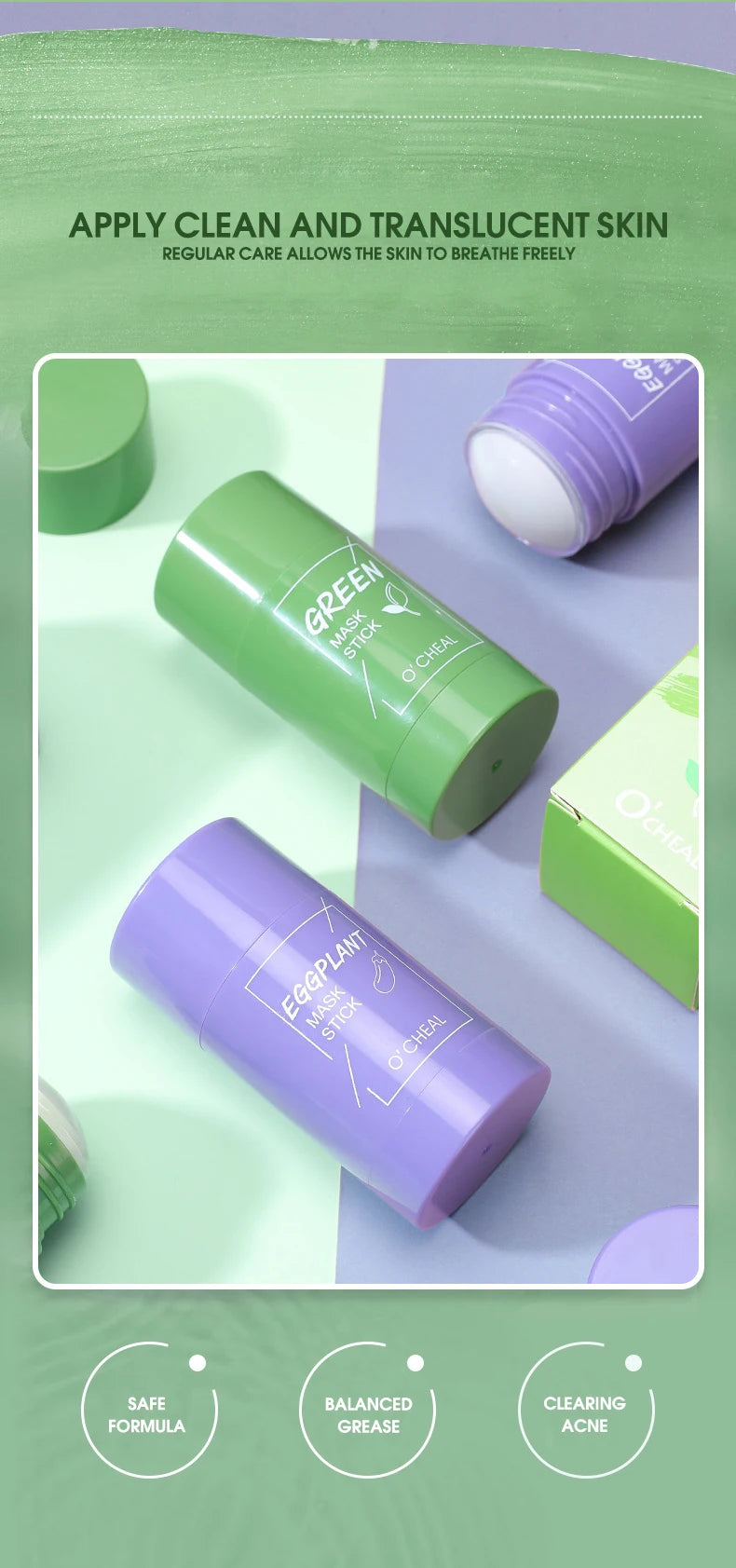 Solid Cleansing Face Mask Stick - Deep Pore Oil Control & Moisturizing - 22