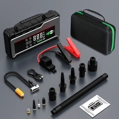 26800mAh Portable Car Jump Starter with 150PSI Air Compressor & Power Bank