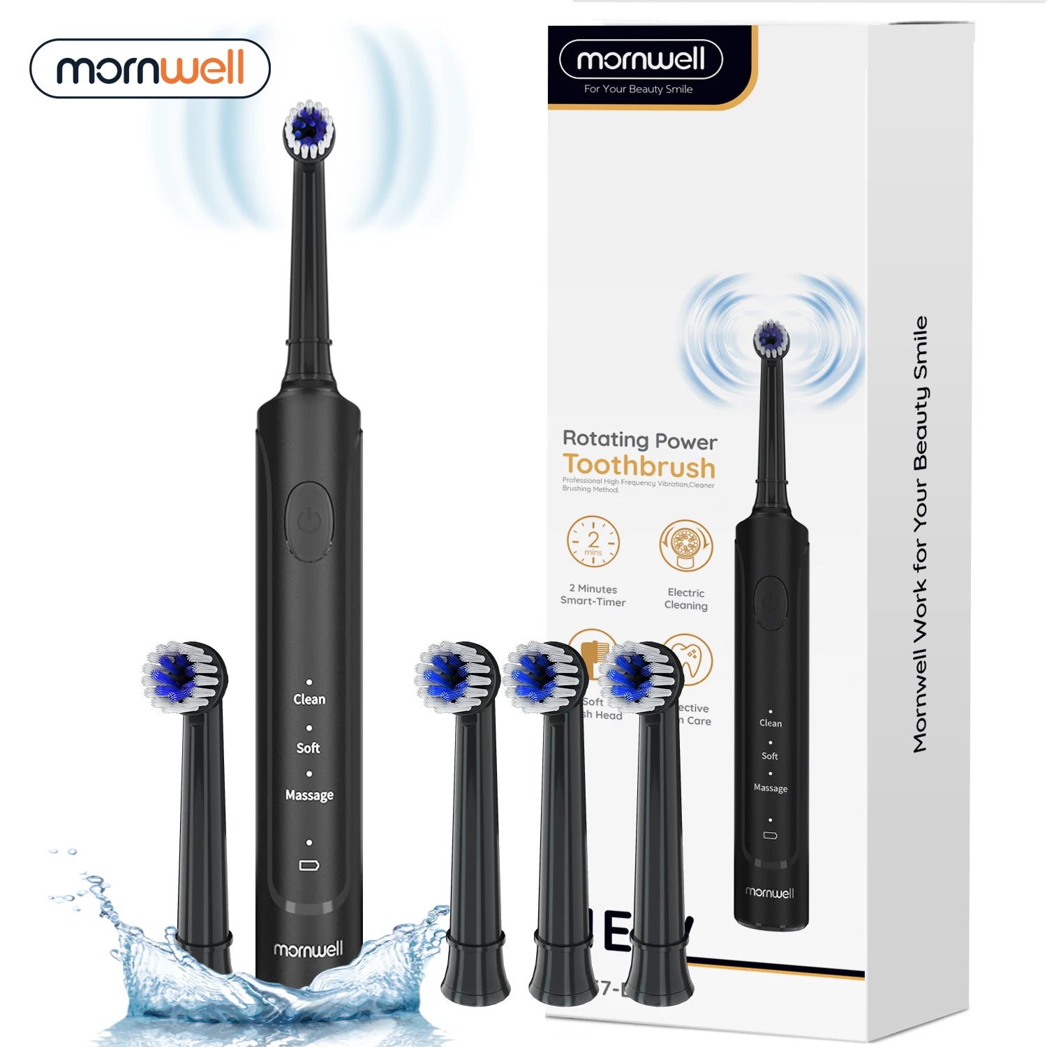 Rechargeable Sonic Electric Toothbrush with 3 Cleaning Modes & 4 Replacement Heads - 1
