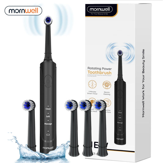 Rechargeable Sonic Electric Toothbrush with 3 Cleaning Modes & 4 Replacement Heads
