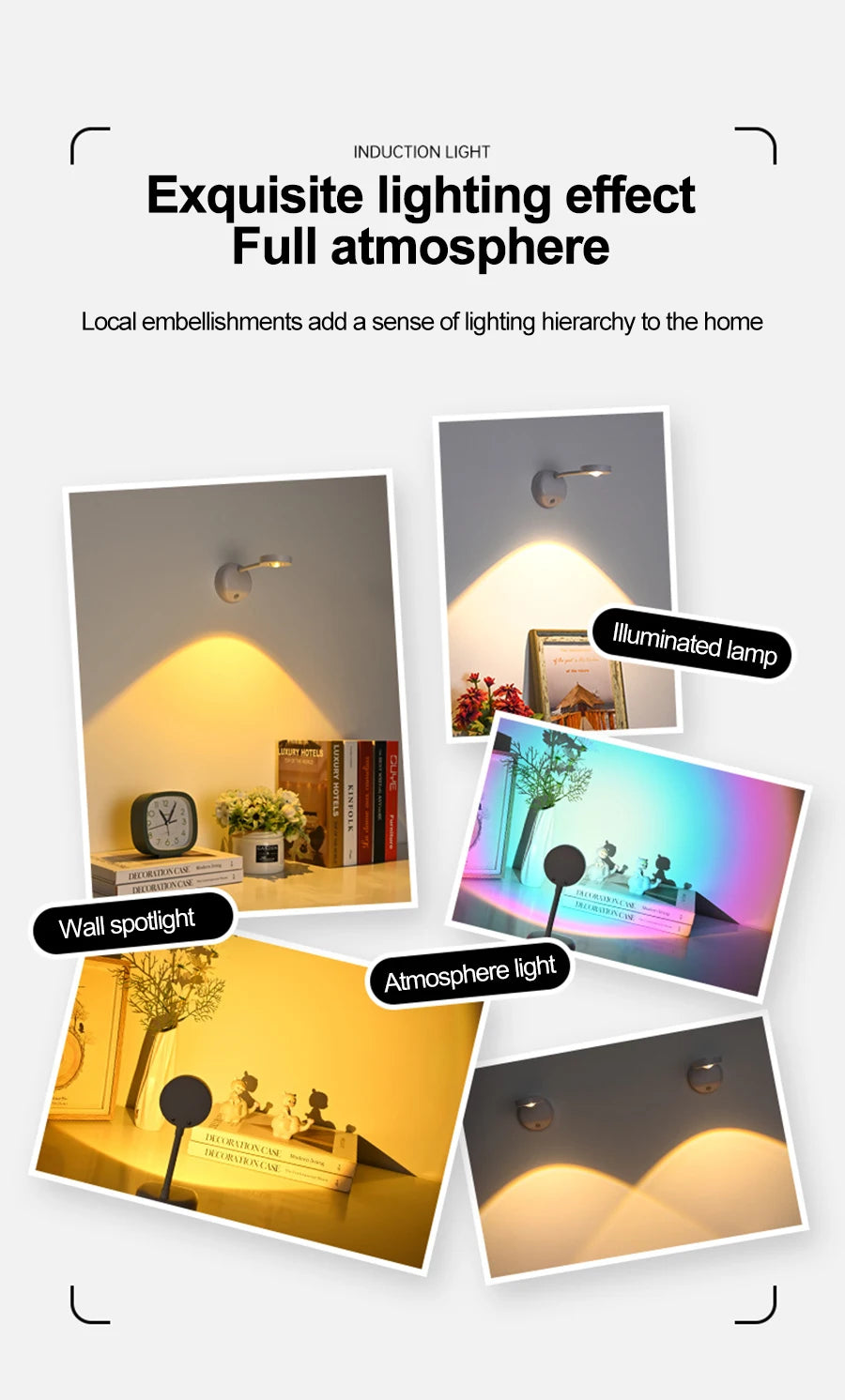 Wireless Rechargeable LED Spotlight - Motion Sensor Dimmable Wall Light for Art & Display