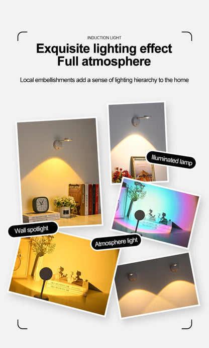 Wireless Rechargeable LED Spotlight - Motion Sensor Dimmable Wall Light for Art & Display