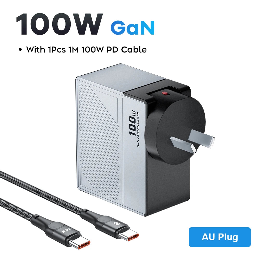 100W GaN USB-C Fast Charger - Multi-Port PD Quick Charging Adapter