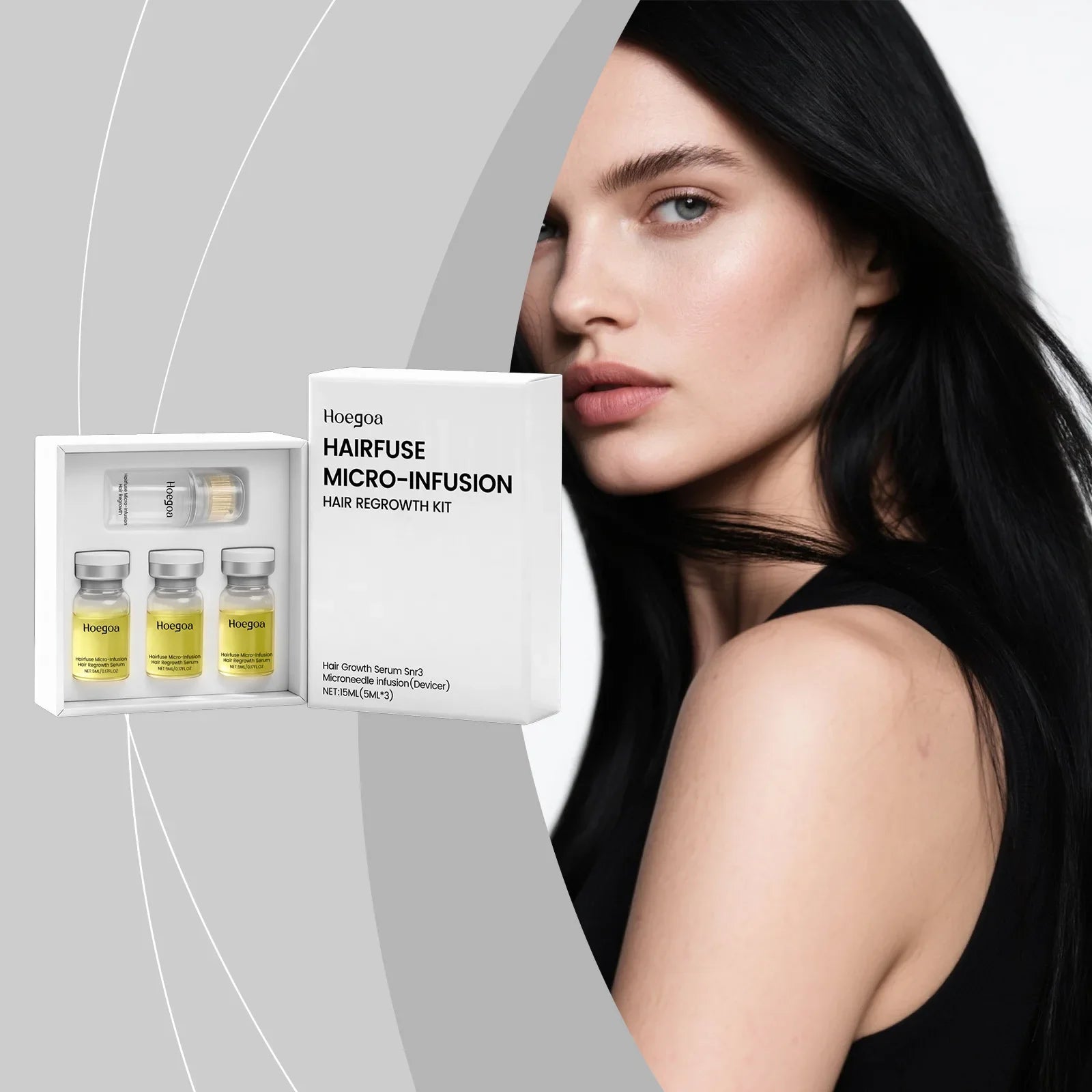Microneedle Hair Regrowth Serum Kit - Scalp Nourishing & Micro-Infusion Treatment - 8