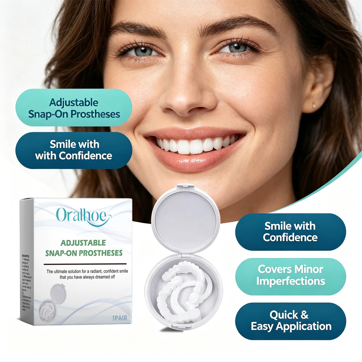 Snap-On Smile Veneers - Instant Dental Makeover for Gaps and Stains