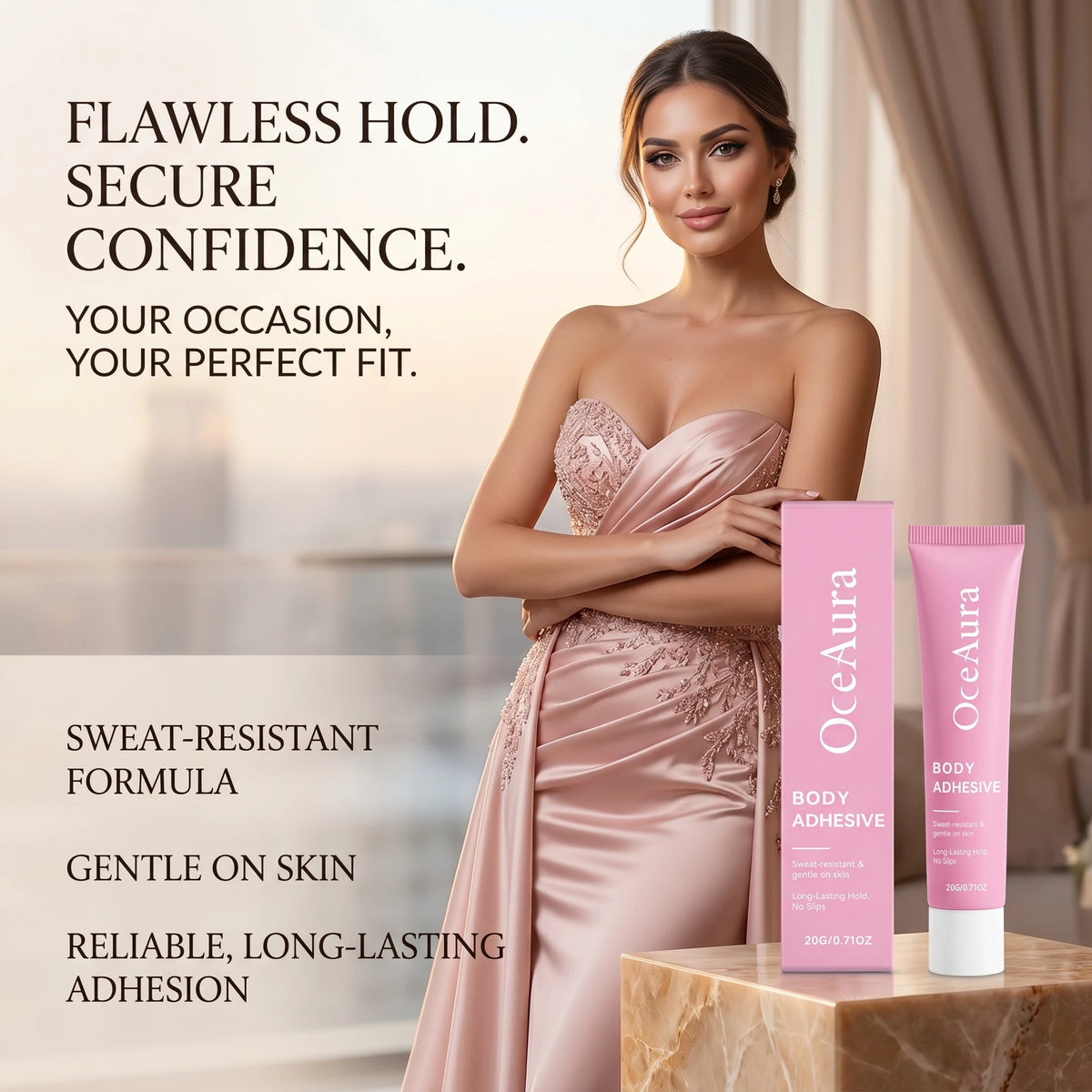 Fashion Body Adhesive for Clothing - Sweatproof & Invisible Secure Fabric Glue