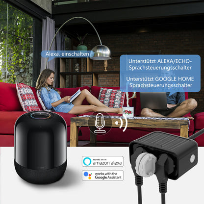 WiFi Smart Outdoor Power Socket - Dual Plug Waterproof Outlet IP44