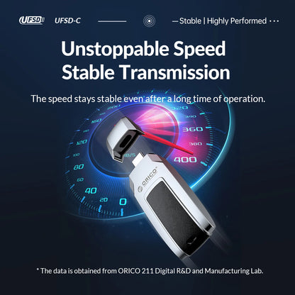 ORICO High-Speed 411MB/s Metal USB 3.2 Flash Drive - 512GB Portable Storage