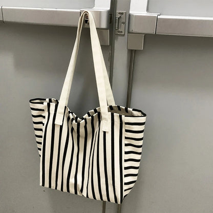 Luxury Striped Canvas Beach Tote