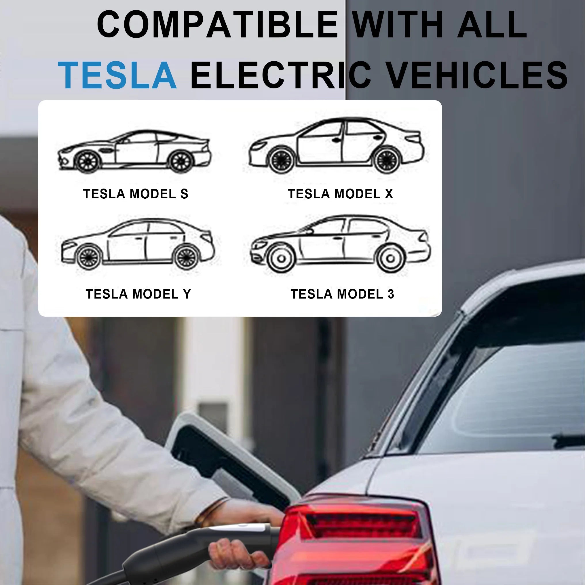 7KW NACS Portable EV Charger for Tesla Model 3/Y/S/X with WiFi App Control - 31