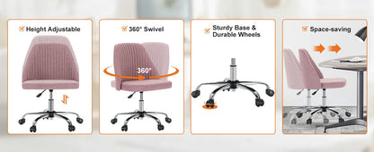 Modern Armless Swivel Desk Chair - Adjustable Height Vanity Task Chair