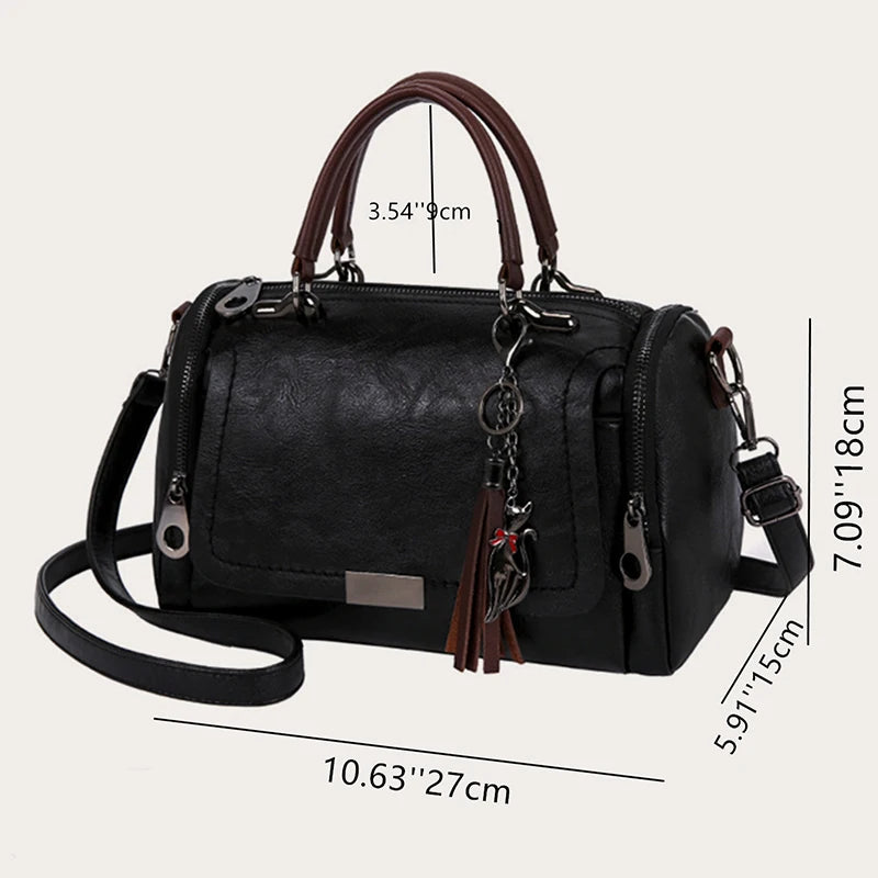 Luxury Tassel Boston Shoulder Bag