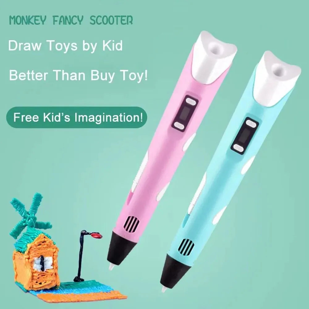3D Printing Pen for Kids - Creative DIY Drawing Tool with LED Display & Temperature Control