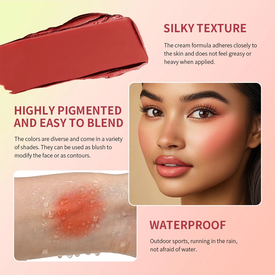8-Color Cream Blush Palette - Long-Lasting Matte Face Makeup