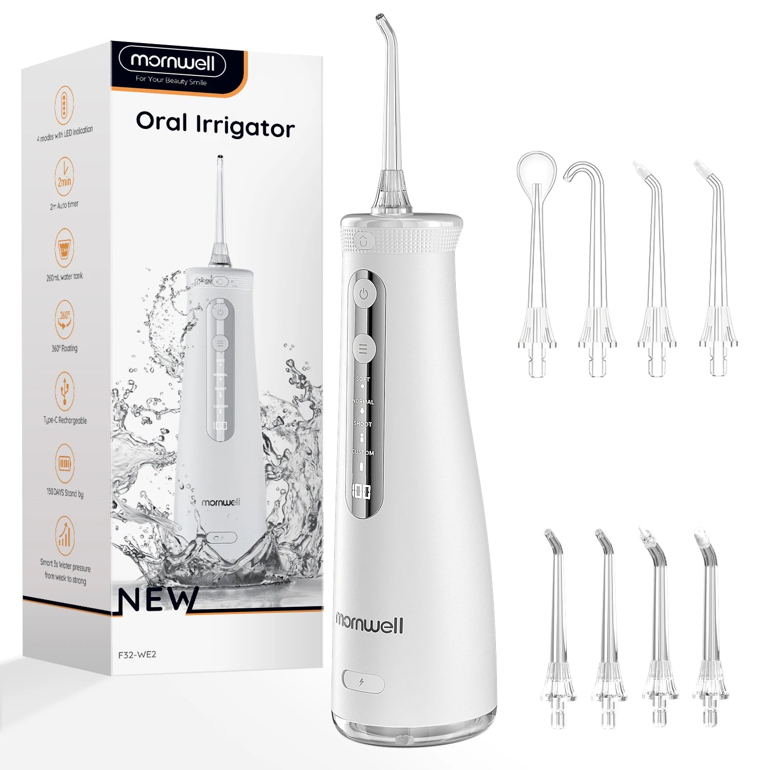 Electric Cordless Water Flosser - Portable Oral Irrigator with 4 Cleaning Modes - 18