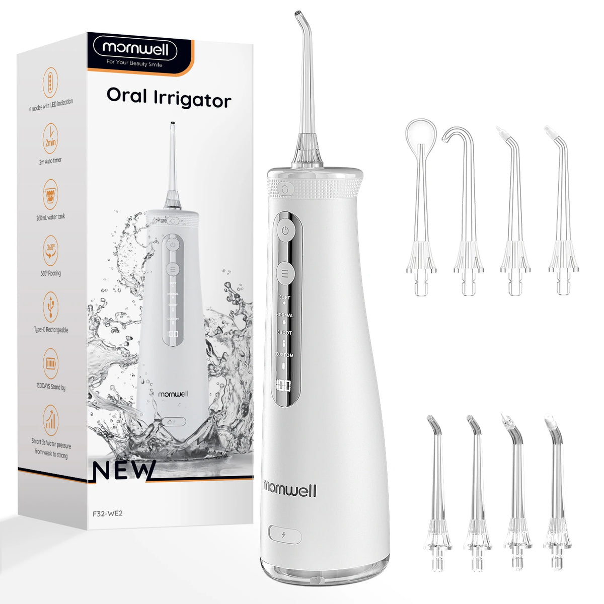 Electric Cordless Water Flosser - Portable Oral Irrigator with 4 Cleaning Modes