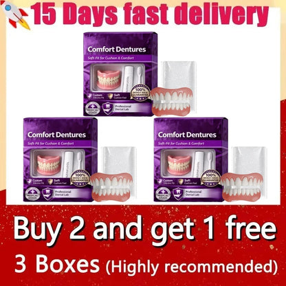 Comfort Silicone Dentures Set – Instant Smile & Natural Fit Fake Teeth