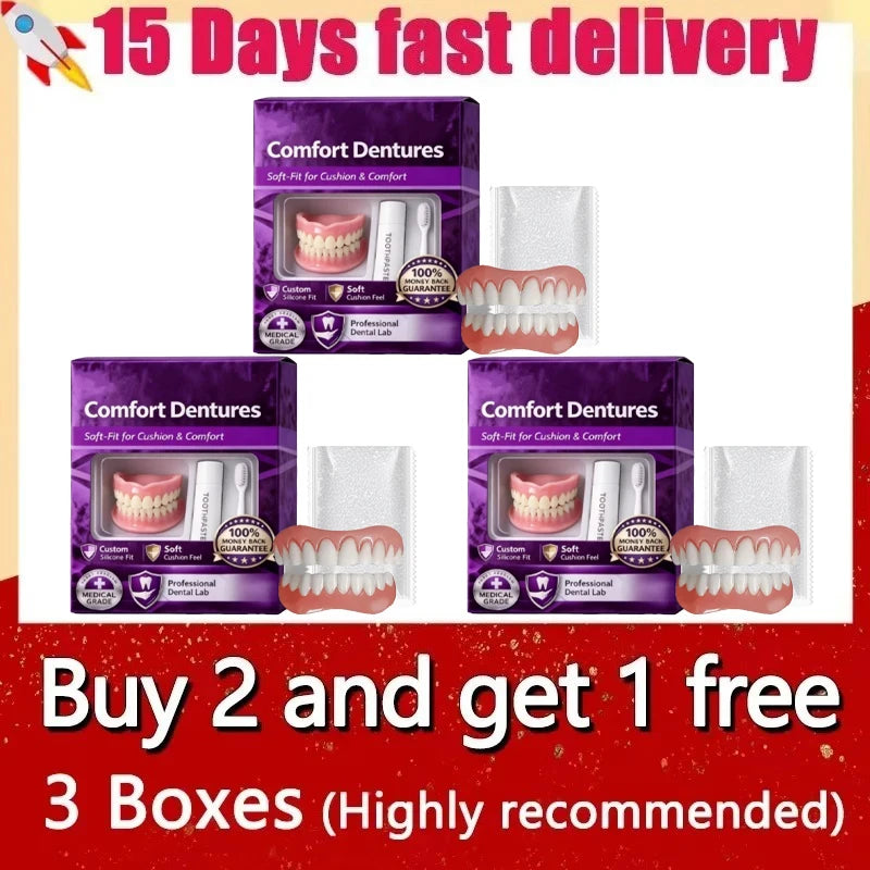 Comfort Fit Silicone Cosmetic Dentures - Natural Looking Instant Smile Veneers - 7
