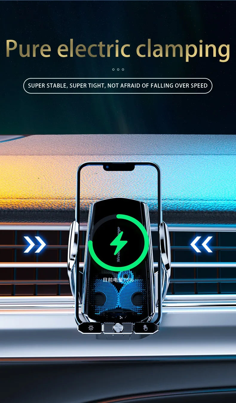 15W Automatic Clamping Car Wireless Charger & Magnetic Phone Mount - 16